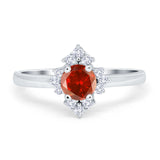 Art Deco Halo Engagement Ring Round Simulated Cubic Zirconia 925 Sterling Silver