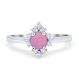Art Deco Halo Engagement Ring Round Simulated Cubic Zirconia 925 Sterling Silver