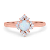 Art Deco Halo Engagement Ring Round Simulated Cubic Zirconia 925 Sterling Silver
