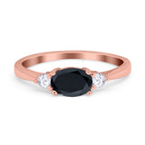 Three Stone Oval Engagement Ring Simulated Cubic Zirconia 925 Sterling Silver