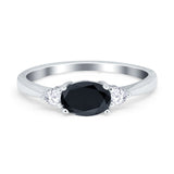 Three Stone Oval Engagement Ring Simulated Cubic Zirconia 925 Sterling Silver