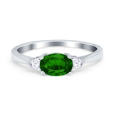 Three Stone Oval Engagement Ring Simulated Cubic Zirconia 925 Sterling Silver