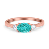 Three Stone Oval Engagement Ring Simulated Cubic Zirconia 925 Sterling Silver