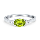 Three Stone Oval Engagement Ring Simulated Cubic Zirconia 925 Sterling Silver