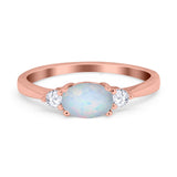Three Stone Oval Engagement Ring Simulated Cubic Zirconia 925 Sterling Silver