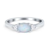 Three Stone Oval Engagement Ring Simulated Cubic Zirconia 925 Sterling Silver