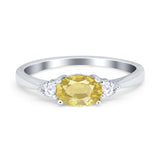 Three Stone Oval Engagement Ring Simulated Cubic Zirconia 925 Sterling Silver