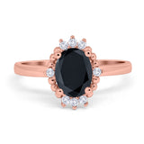 Halo Style Oval Engagement Ring Simulated Cubic Zirconia 925 Sterling Silver
