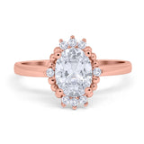 Halo Style Oval Engagement Ring Simulated Cubic Zirconia 925 Sterling Silver