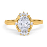 Halo Style Oval Engagement Ring Simulated Cubic Zirconia 925 Sterling Silver