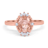Halo Style Oval Engagement Ring Simulated Cubic Zirconia 925 Sterling Silver