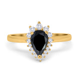 Halo Teardrop Pear Wedding Ring Simulated Cubic Zirconia 925 Sterling Silver