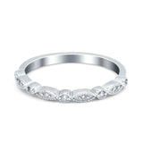 Half Eternity Wedding Band Ring Marquise Round Simulated Cubic Zirconia 925 Sterling Silver