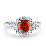 Halo Vintage Engagement Ring Round Simulated Cubic Zirconia 925 Sterling Silver