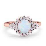 Halo Vintage Engagement Ring Round Simulated Cubic Zirconia 925 Sterling Silver