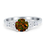 Art Deco Engagement Ring Round Simulated Cubic Zirconia 925 Sterling Silver
