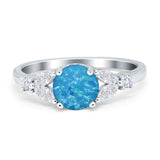 Art Deco Engagement Ring Round Simulated Cubic Zirconia 925 Sterling Silver