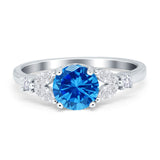 Art Deco Engagement Ring Round Simulated Cubic Zirconia 925 Sterling Silver
