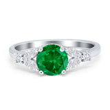 Art Deco Engagement Ring Round Simulated Cubic Zirconia 925 Sterling Silver