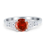 Art Deco Engagement Ring Round Simulated Cubic Zirconia 925 Sterling Silver