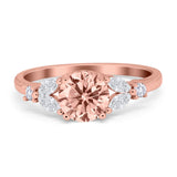 Art Deco Engagement Ring Round Simulated Cubic Zirconia 925 Sterling Silver