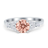 Art Deco Engagement Ring Round Simulated Cubic Zirconia 925 Sterling Silver