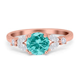 Art Deco Engagement Ring Round Simulated Cubic Zirconia 925 Sterling Silver