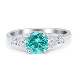 Art Deco Engagement Ring Round Simulated Cubic Zirconia 925 Sterling Silver