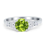 Art Deco Engagement Ring Round Simulated Cubic Zirconia 925 Sterling Silver
