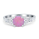 Art Deco Engagement Ring Round Simulated Cubic Zirconia 925 Sterling Silver