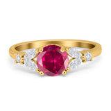 Art Deco Engagement Ring Round Simulated Cubic Zirconia 925 Sterling Silver