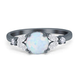 Art Deco Engagement Ring Round Simulated Cubic Zirconia 925 Sterling Silver
