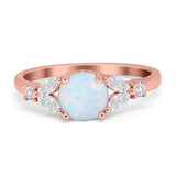 Art Deco Engagement Ring Round Simulated Cubic Zirconia 925 Sterling Silver
