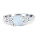Art Deco Engagement Ring Round Simulated Cubic Zirconia 925 Sterling Silver