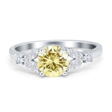 Art Deco Engagement Ring Round Simulated Cubic Zirconia 925 Sterling Silver