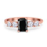 Emerald Cut Wedding Engagement Ring Simulated Cubic Zirconia 925 Sterling Silver