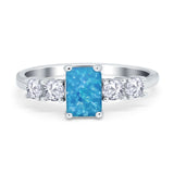 Emerald Cut Wedding Engagement Ring Simulated Cubic Zirconia 925 Sterling Silver