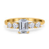 Emerald Cut Wedding Engagement Ring Simulated Cubic Zirconia 925 Sterling Silver