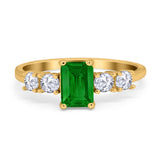 Emerald Cut Wedding Engagement Ring Simulated Cubic Zirconia 925 Sterling Silver
