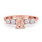 Emerald Cut Wedding Engagement Ring Simulated Cubic Zirconia 925 Sterling Silver