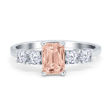 Emerald Cut Wedding Engagement Ring Simulated Cubic Zirconia 925 Sterling Silver