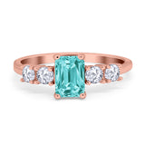 Emerald Cut Wedding Engagement Ring Simulated Cubic Zirconia 925 Sterling Silver