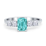 Emerald Cut Wedding Engagement Ring Simulated Cubic Zirconia 925 Sterling Silver