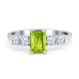 Emerald Cut Wedding Engagement Ring Simulated Cubic Zirconia 925 Sterling Silver