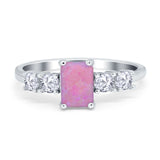Emerald Cut Wedding Engagement Ring Simulated Cubic Zirconia 925 Sterling Silver