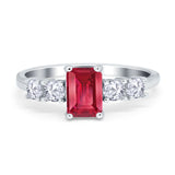 Emerald Cut Wedding Engagement Ring Simulated Cubic Zirconia 925 Sterling Silver