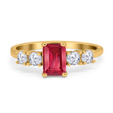 Emerald Cut Wedding Engagement Ring Simulated Cubic Zirconia 925 Sterling Silver