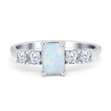 Emerald Cut Wedding Engagement Ring Simulated Cubic Zirconia 925 Sterling Silver