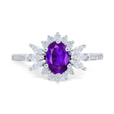 Vintage Oval Engagement Ring Simulated Cubic Zirconia 925 Sterling Silver