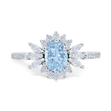 Vintage Oval Engagement Ring Simulated Cubic Zirconia 925 Sterling Silver